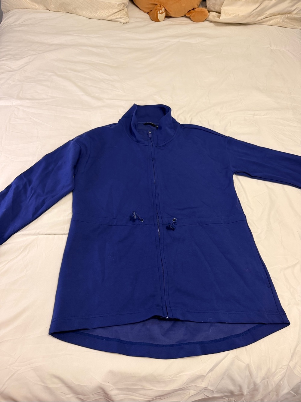 Women's Zip-Front Blue Jacket with Adjustable Waist size S